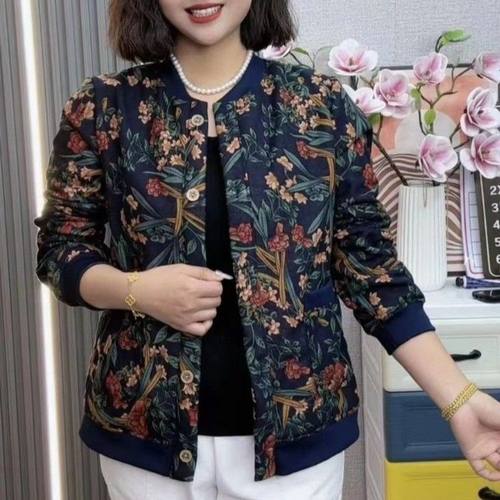 妈妈春秋新款加绒开衫保暖外套