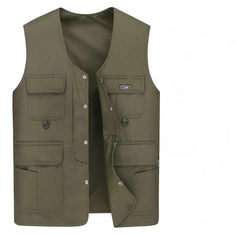 马甲男中老年爸爸背心坎肩多口袋双面穿马甲钓鱼摄影休闲春夏秋季