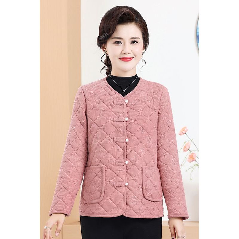 中老年女装棉袄短款秋冬外套女妈妈款40到50岁洋气加绒加厚小棉衣