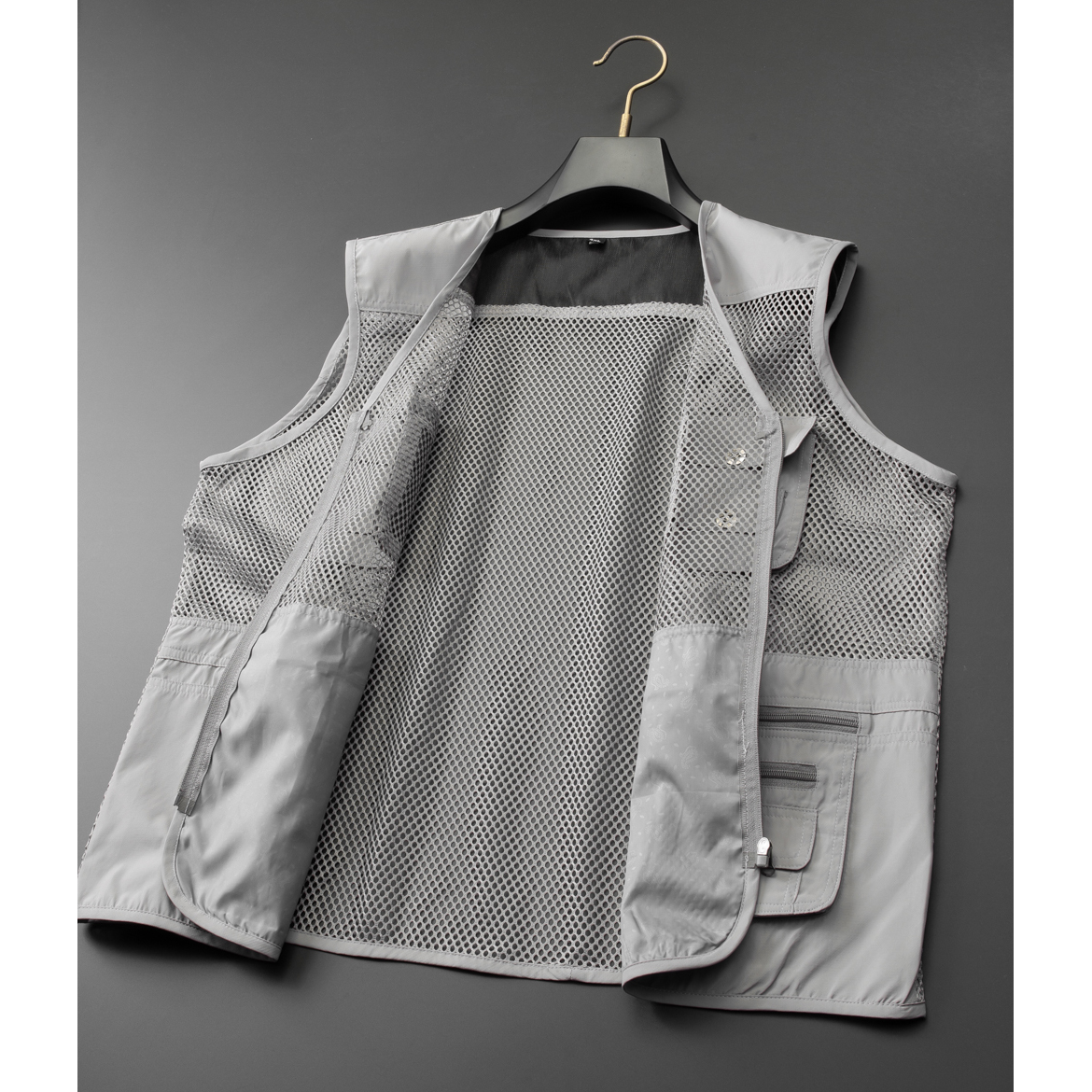 夏季户外多口袋马甲摄影钓鱼背心中年男士坎肩网眼马夹薄款外套