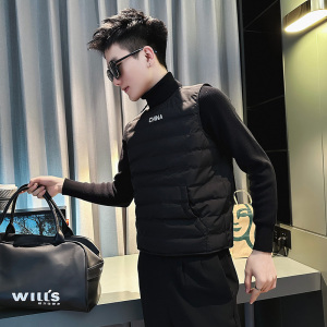 痞帅羽绒棉马甲冬季叠穿保暖背心男士秋冬款外穿坎肩无袖内搭马夹
