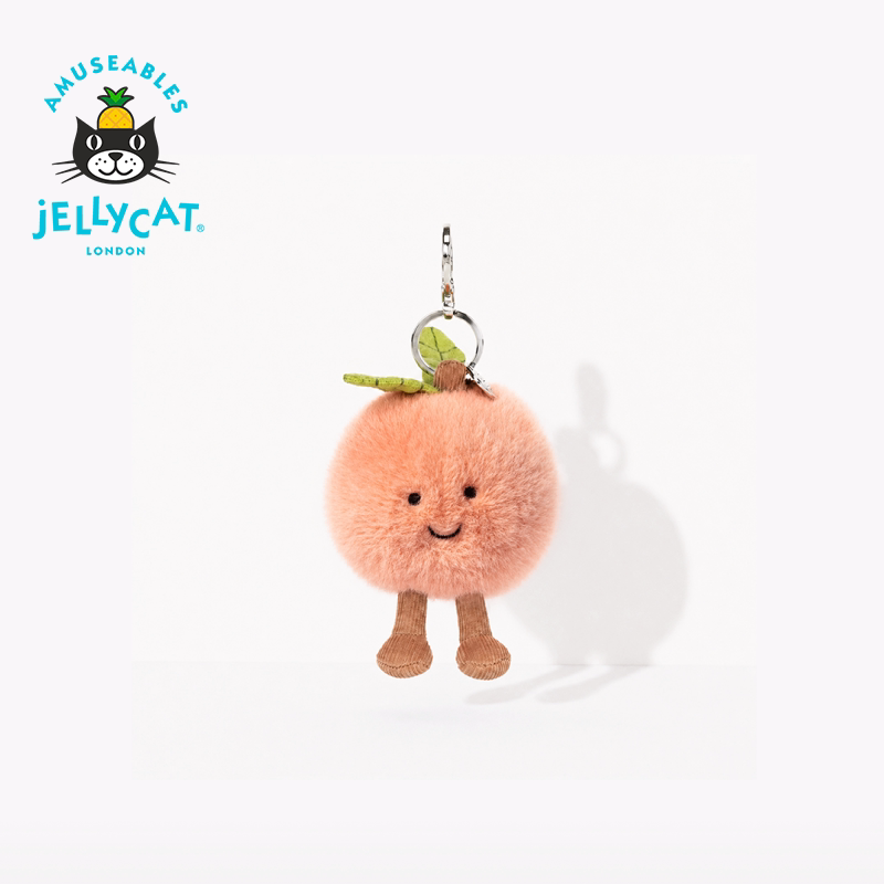 英国Jellycat趣味双叶桃子包包挂饰毛绒挂件钥匙扣2026春夏新品图片
