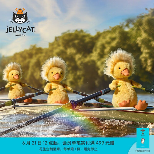 英国Jellycat多瑞特小鸭毛绒玩具炸毛鸭子安抚玩偶公仔生日礼物
