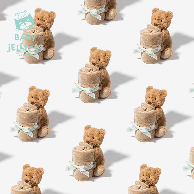 英国Jellycat巴塞罗熊安抚巾宝宝抓握玩具亲肤毛绒玩偶哄睡公仔