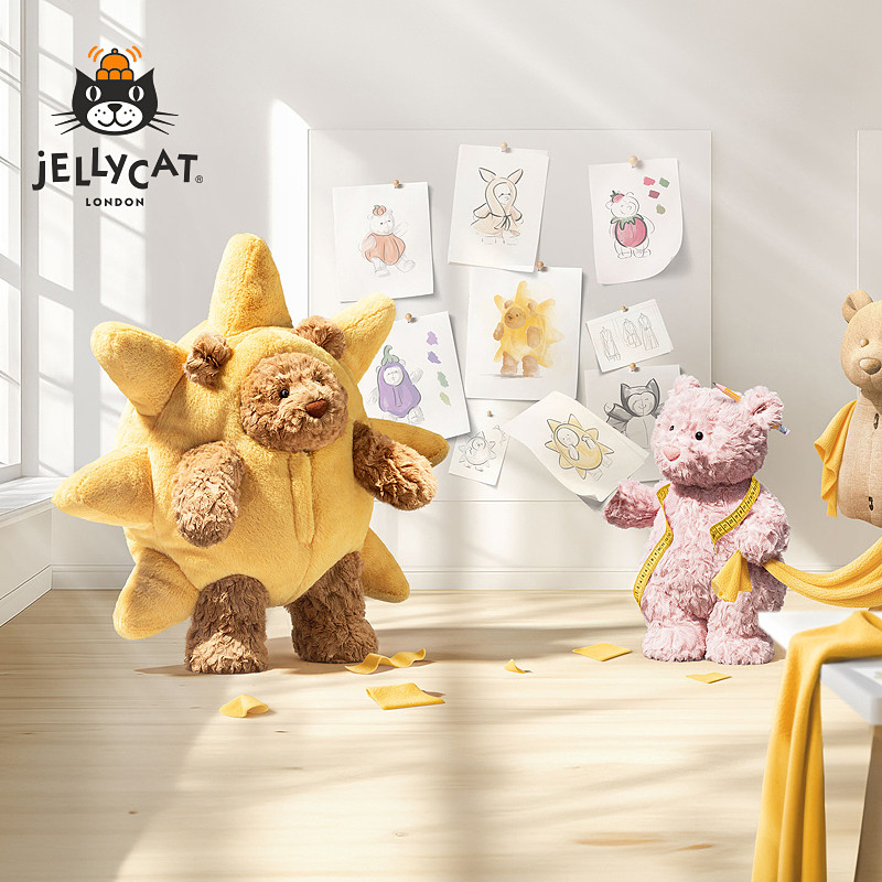 英国Jellycat莱奥拉熊毛绒娃娃安抚玩偶粉熊生日礼物礼盒秋冬新品