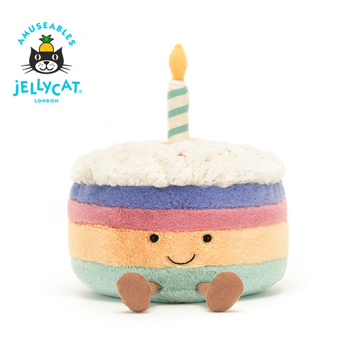 Jellycat趣味彩虹生日蛋糕毛绒玩具安抚玩偶公仔娃娃生日新婚礼物