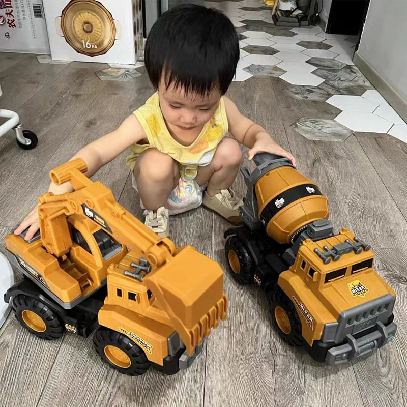 超大仿真工程车玩具挖机搅拌车