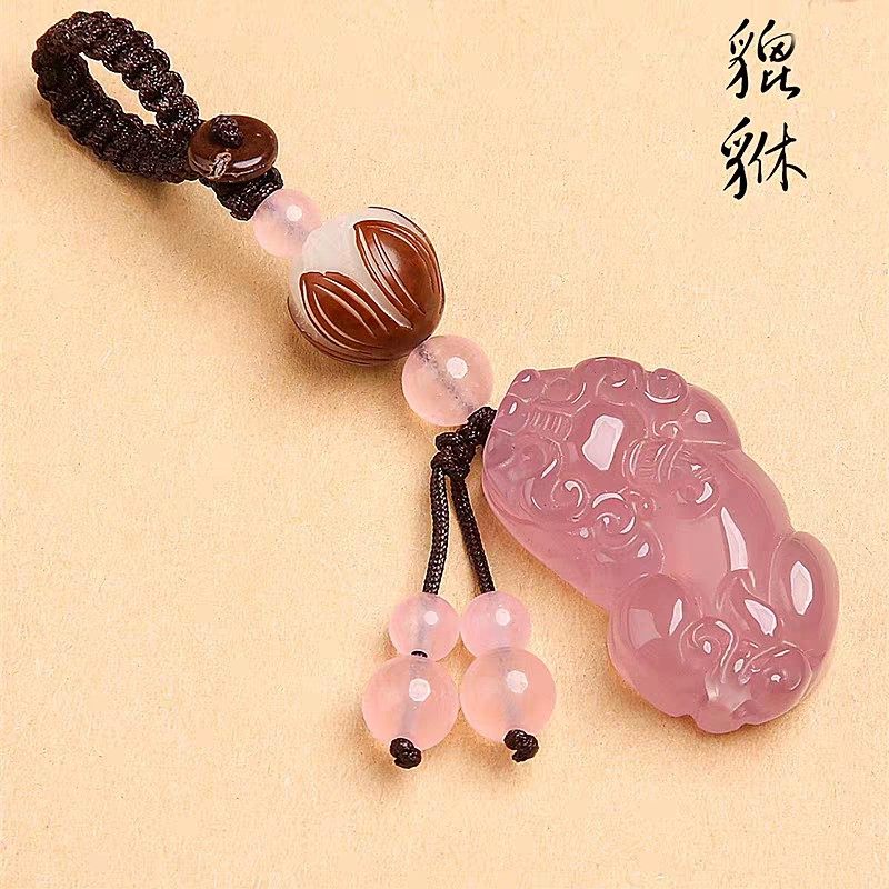 玛瑙玉石招财貔貅钥匙扣汽车高档钥匙男士挂件情侣简约创意精致女