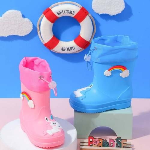儿童雨鞋女童男童卡通水鞋小孩防滑雨鞋加绒四季两用胶鞋女孩雨鞋