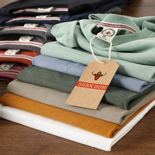 时尚 T恤男士 休闲上衣 全棉水洗磨毛面料纯色百搭圆领短袖 299港币