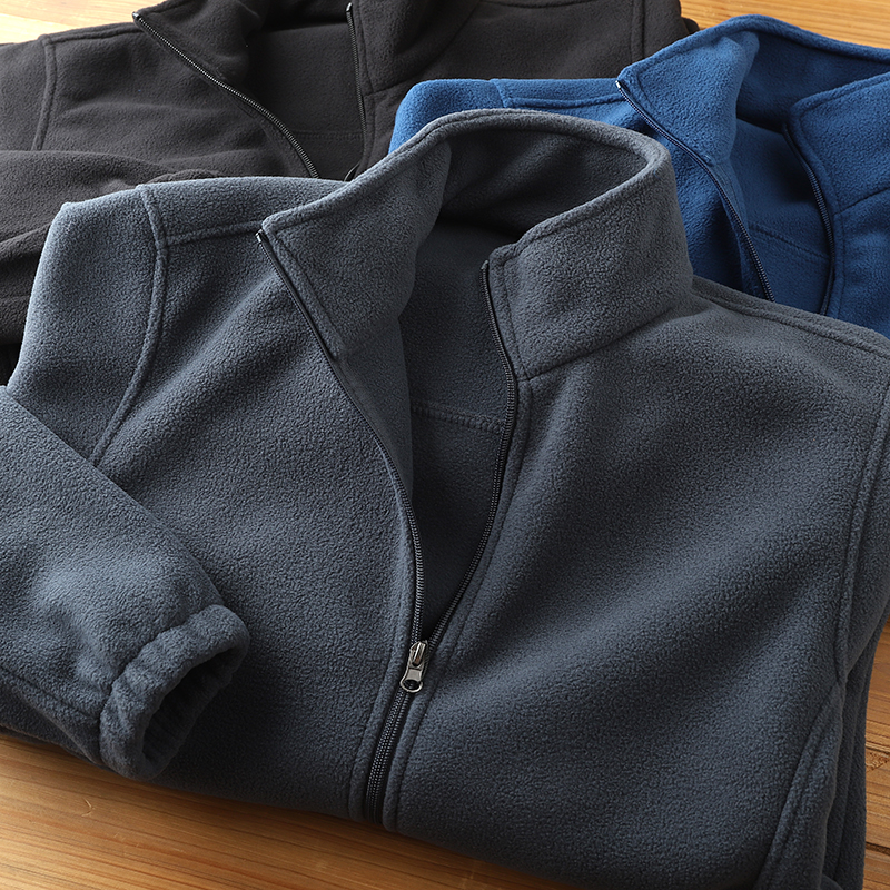 立领秋冬保暖双面摇粒绒夹克外套