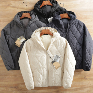 日系-蚕丝棉暖绒！秋冬新款男士户外防风保暖菱形格棉衣棉服外套