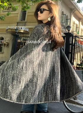 Garbociaga 设计感小香风斗篷羊毛披肩宽松廓形大衣外套 1138