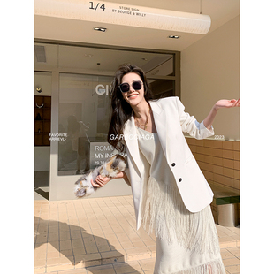 精纺羊毛气质白色小西服外套女 2228 金日尔曼 Garbociaga龍喜儿