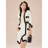 5504 半身裙 Garbociaga龍喜儿 小众60醋酸肌理感拼色小香风外套