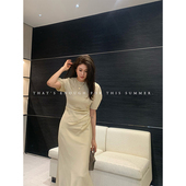 重工醋酸 设计感褶皱法式 修身 Garbociaga龍喜儿 显瘦连衣裙 5114