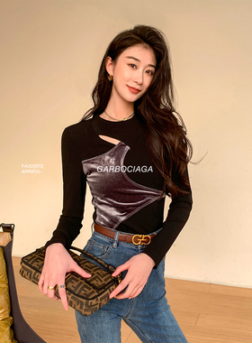 Garbociaga龙喜儿 小众设计高支高密高弹Sublime拼丝绒上衣5068