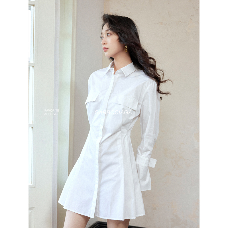 龍喜儿A字60支全棉衬衫连衣裙