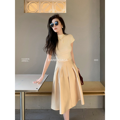 龙喜儿仿丝毛通勤大摆半身裙