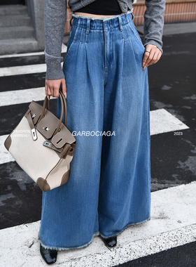 Garbociaga龍喜儿 美式街头 宽松时髦阔腿高腰喇叭牛仔裤子女5019