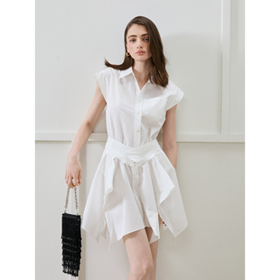 Garbociaga龍喜儿 亚历* 匹马棉索罗娜混纺衬衫假两件连衣裙 7668