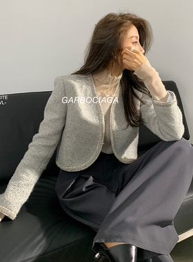 Garbociaga龙喜儿 松香木 设计感气质名媛无领小香风外套女春9231