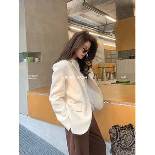 Garbociaga龍喜儿 伦敦画展 羊毛短款毛呢西装外套 1125