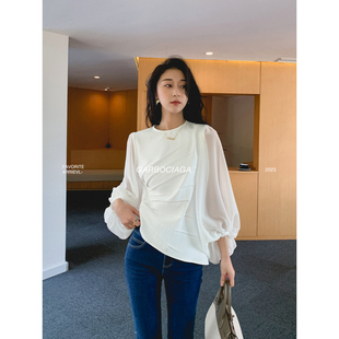 衬衫 Garbociaga龍喜儿 法式 设计感小众褶皱灯笼袖 女2286 布尔乔亚