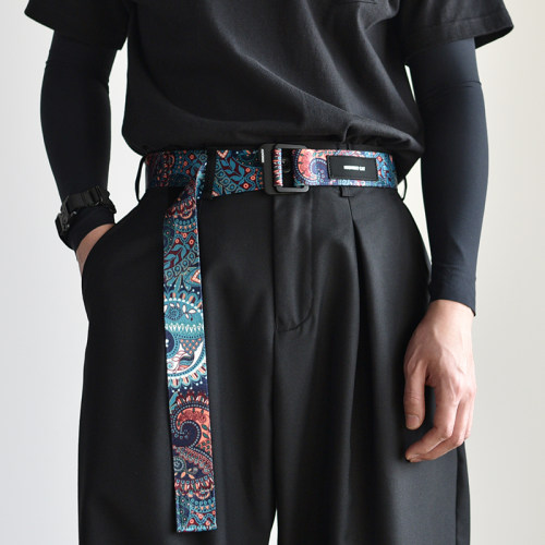 hiphop街头腰果花帆布腰带