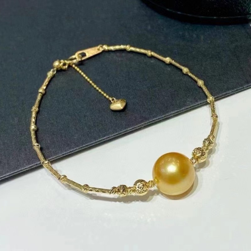 南洋金珠珍珠手链女澳白巴洛克纯银叠戴大珍珠手镯轻奢小众高级感图片