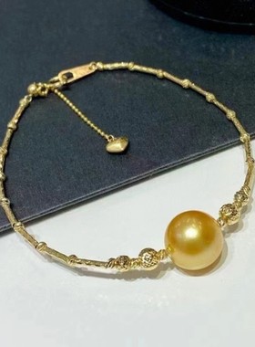 南洋金珠珍珠手链女澳白巴洛克纯银叠戴大珍珠手镯轻奢小众高级感