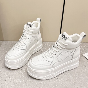 厚底单鞋 外贸工厂撤柜清仓真皮高帮小白鞋 女2023秋冬加绒休闲棉鞋