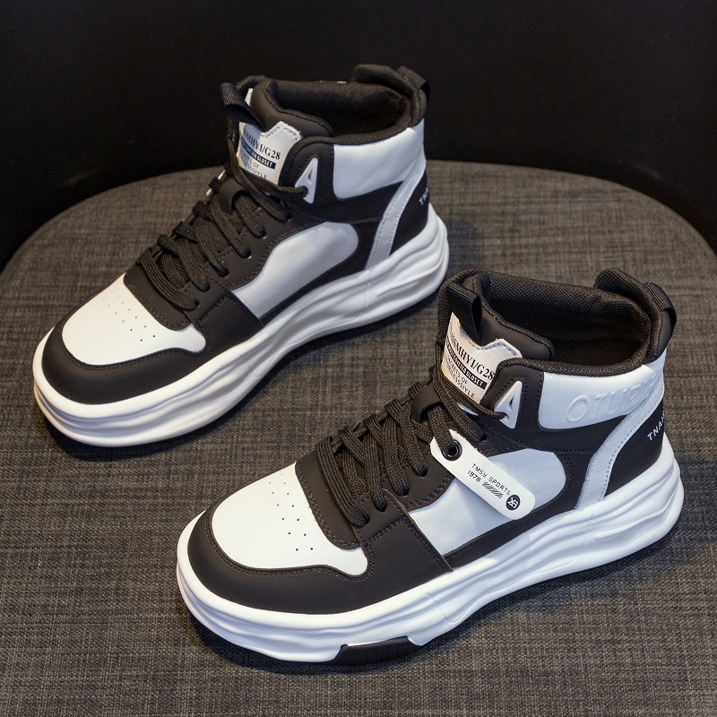 真皮厚底高帮鞋女秋冬加绒板鞋潮