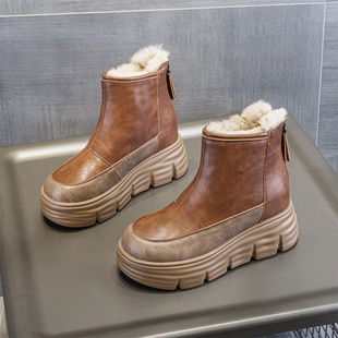 外贸尾货工厂特价 加厚加绒防水保暖短靴子 8CM内增高雪地靴女冬季
