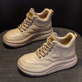 商场撤柜特价 厚底板鞋 头层牛皮休闲高帮鞋 女秋冬真皮软底加绒棉鞋