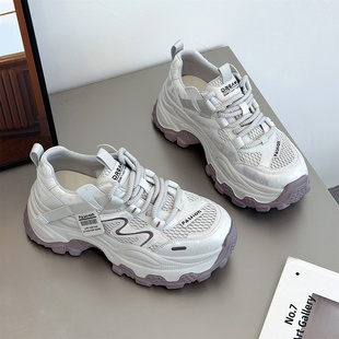 外贸尾货特价厚底增高轻便老爹鞋女春款网面软底单鞋舒适休闲女鞋