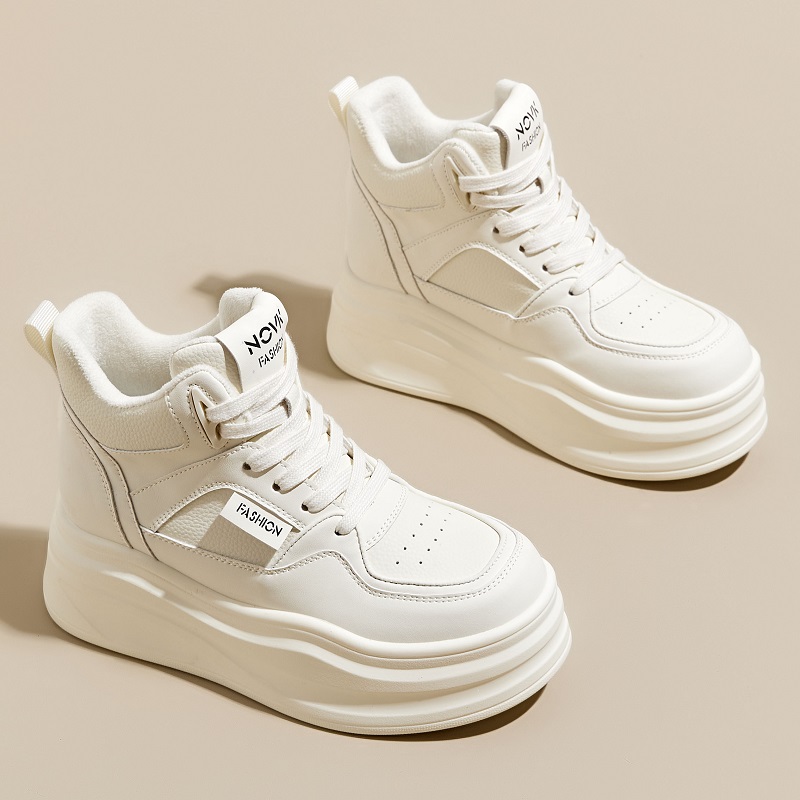 厚底真皮高帮鞋女秋冬休闲小白鞋