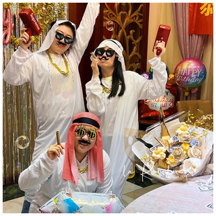 万圣节服装阿拉伯中东土豪头巾长袍生日聚会搞笑网红表演道具衣服
