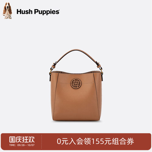 暇步士头层牛皮单肩手提水桶包女