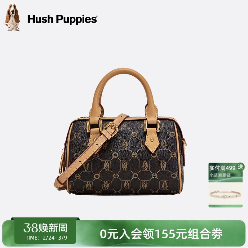 暇步士女包新款时尚老花手提包女单肩斜挎包波士顿枕头包女手拎包