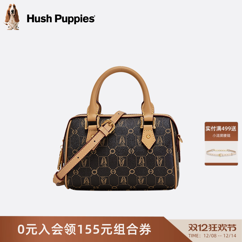 暇步士女包新款时尚复古老花手提包女单肩斜挎包包波士顿枕头包