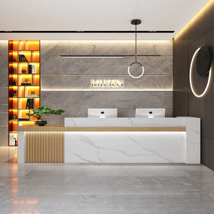 公司酒店前台桌售楼部接待台美容院足浴养生馆现代中式吧台收银台