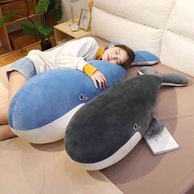 ins仿真软体卡通鲸鱼公仔毛绒玩具可爱鲨鱼娃睡觉抱枕