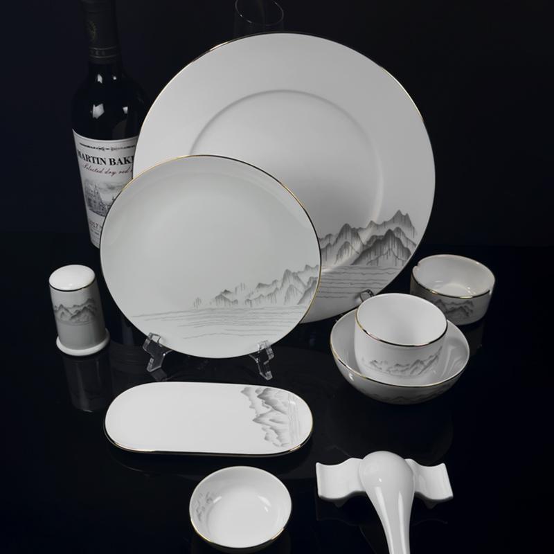 酒店骨瓷陶瓷会所高档餐具套装