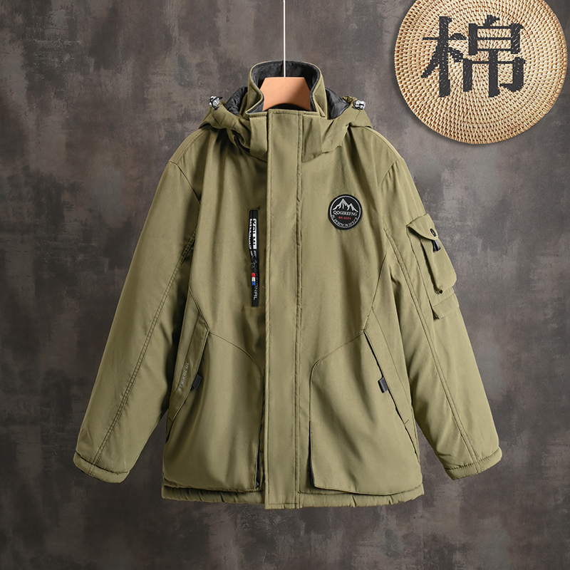 冬季连帽工装迷彩羽绒棉服百搭休闲棉大衣外套东北零下40度军大衣