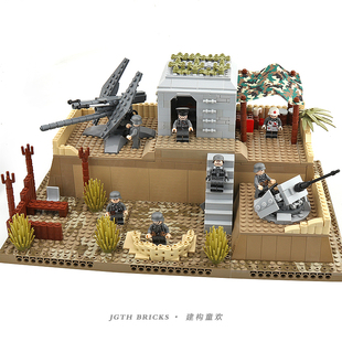 二战场景二战战壕积木废墟堡垒碉堡大型场景全套积木玩具新年礼物