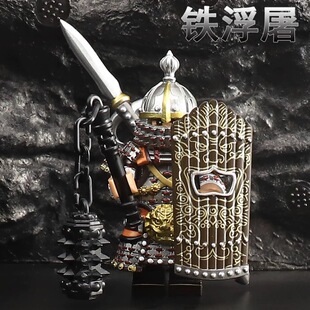 中世纪古代重装骑士兵盔甲国风桌面装饰品甲胄铁浮屠军事积木人仔