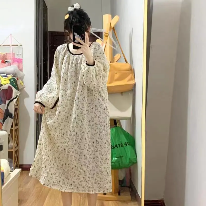 睡衣女春夏季新款甜美睡裙休闲少女家居服可爱小兔子睡衣女夏天裙