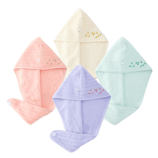 金号防螨抗菌浴帽干发巾纯棉A类干发帽全棉柔软吸水素色绣花