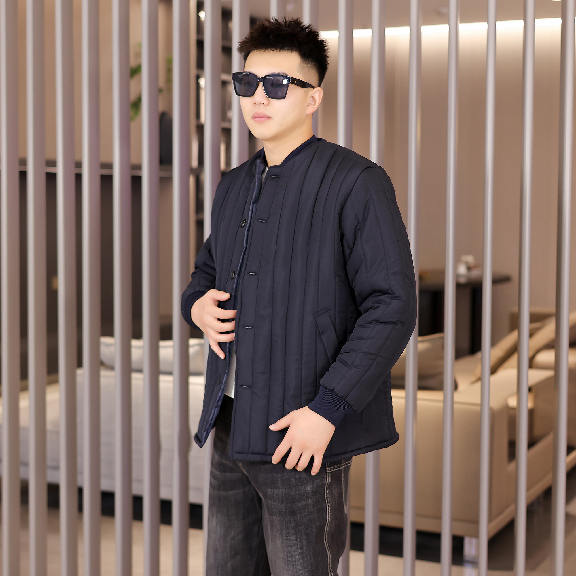 冬季老年男棉衣加厚保暖棉袄夹克式老头爷爷装内穿厚棉服纯色